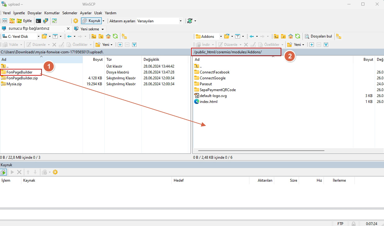 FonPageBuilder Modül Yükleme
