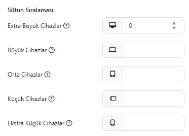 FonPageBuilder Responsive Sütun Sıralaması