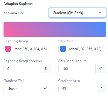 FonPageBuilder Satır Arkaplan Kaplama Gradient