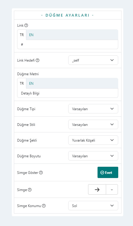 Slayt Ögesi Düğme Ayarları
