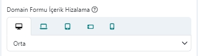 Domain Formu İçerik Hizalama