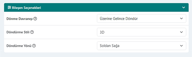 Flipbox Bileşen Seçenekleri