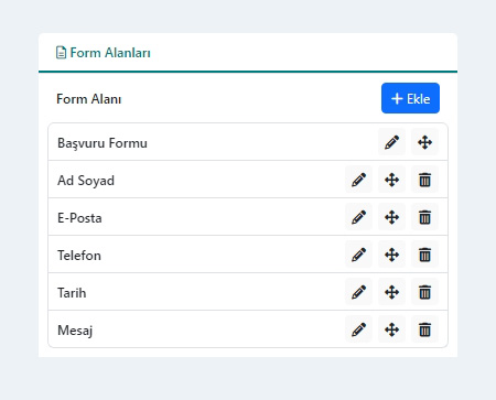 Form Oluşturucu Form Alanları