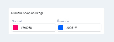 Numaralı Blok Bileşeni Numara Arkaplan Rengi