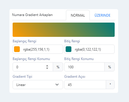 Numaralı Blok Bileşeni Numara Arkaplan Gradient Rengi