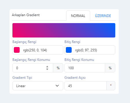 Numaralı Blok Bileşeni Arkaplan Gradient Rengi