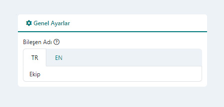 Ekip Bileşeni Genel Ayarları