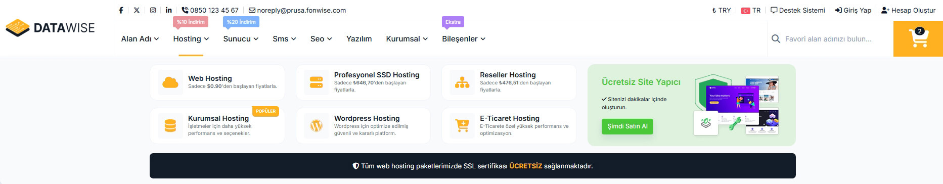 Hosting Mega Menü
